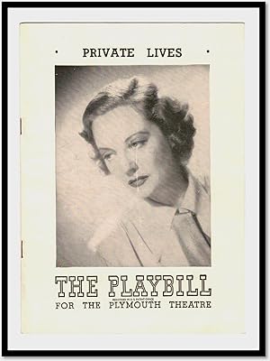 The Playbill for the Plymouth Theatre: 'Noel Coward's 'Private Lives' c1949 [Tallulah Bankhead]