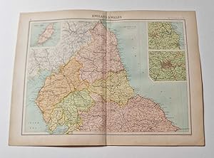 Original 1899 Colour County Map of Northern England