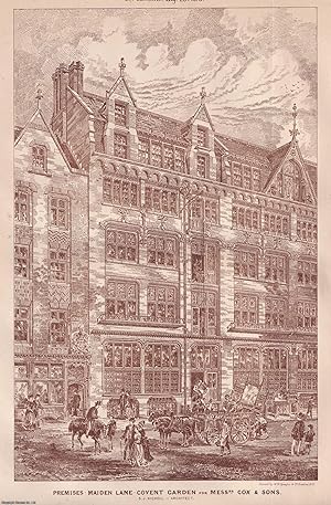 1873 : Cox & Sons Premises (stained glass works), Maiden Lane, Covent Garden. S.J. Nicholl, Archi...