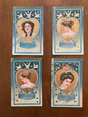 Blue Vintage Valentine Postcards (4)