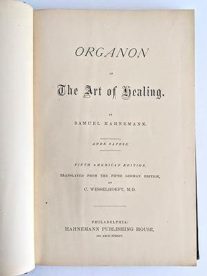1886 Hahnemann ORGANON ART OF HEALING Fifth American Edition COPY of FEMALE HOMEOPATHY M.D.