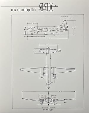 Glossy Black and White Press Photo of a Convair Metropolitan 440 Sketch of Design Specs