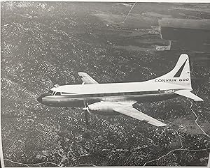 Circa 1960 Glossy Black and White Press Photo of a Convair 600 Jet in Flight