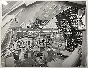Circa 1980s Glossy Black and White Press Photo of a Convair Jet Cockpit