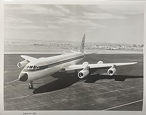 Circa 1980s Glossy Black and White Press Photo of a Convair 990 Jet