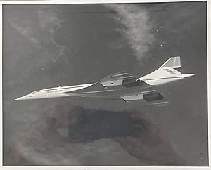 Circa 1980s Black and White Glossy Press Photo of the British Airways Concorde Jet 202 in Flight