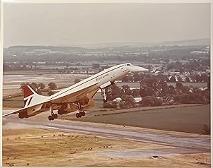 Circa 1970s Color Press Photo of the British Airways Concorde Jet Upon Takeoff