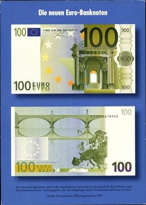 Ansichtskarte / Postkarte Die neuen Euro-Banknoten, Geldscheine, Währungsunion 1997