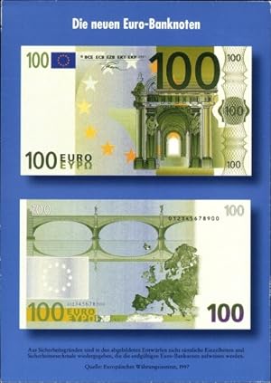 Ansichtskarte / Postkarte Die neuen Euro-Banknoten, Geldscheine, Währungsunion 1997