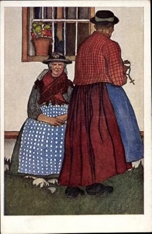 Künstler Ansichtskarte / Postkarte Resch, Leopold, Auszüglerinnen aus dem Lesachtale, Kärntner Vo...