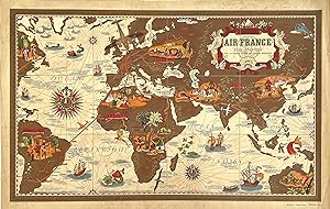 Original Vintage Pictorial Map - Air France, 'Nova et Vetera'