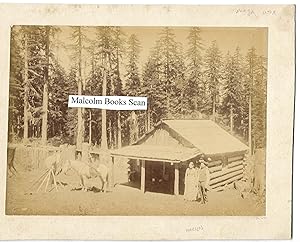 c1895 photograph of a logging cabin at Woodlawn, Oregon by H.S.P Warren