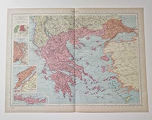 1940 Colour Lithograph Map of Greece
