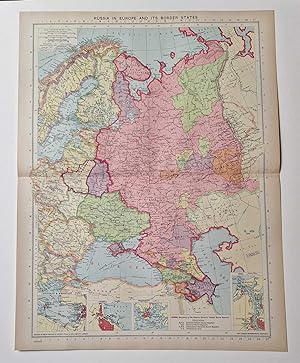 1940 Colour Lithograph Map of Russia in Europe, Border States