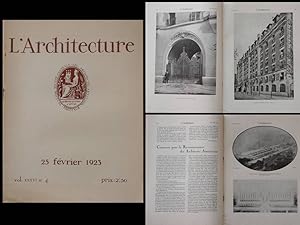 L'ARCHITECTURE n°4 1923 23-25 RUE BOBILLOT PARIS, DOILLET, MONUMENT VICHY VERNON