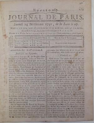 Journal De Paris. Samedi 24 Septembre 1791, Numero 267