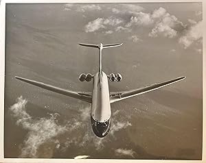 C1960s Glossy Black and White Press Photo of British Overseas Air Corporation [BOAC] VC-10 In Flight