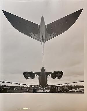 C1960s Glossy Black and White Press Photo of Tail-End View of a British Overseas Air Corporation ...