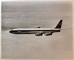 C1960s Glossy Black and White Press Photo of a British Overseas Air Corporation [BOAC] 707 In Flight