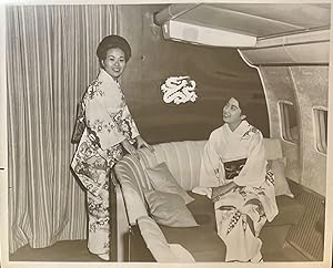 C1966 Glossy Black and White Press Photo of a British Overseas Air Corporation [BOAC] Japanese Fl...