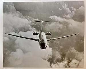 C1960s Glossy Black and White Press Photo of British Overseas Air Corporation [BOAC] VC-10 In Flight