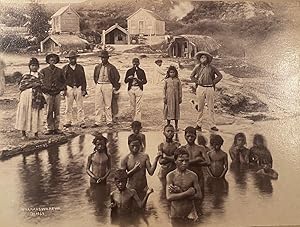 Maori children bathing at Whakrewarewa, Rotorua