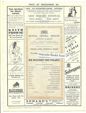 Royal Opera House programme Thursday November 5th 1936 die hochzeit des figaro by the Dresden Ope...