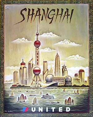 Original Vintage Poster - United Airlines - Shanghai