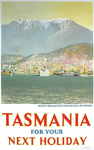 Original Vintage Poster - Tasmania - Mount Wellington and the Port of Hobart