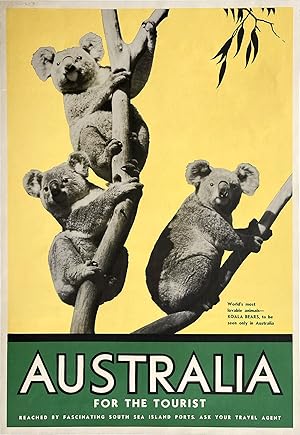Original Vintage Poster - Australia for the Tourist, Koala Bears