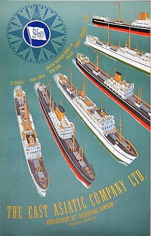 Original Vintage Poster - The East Asiatic Co. Ltd, Regular Passenger Service to Australia, China...