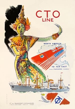Original Vintage Poster - C.T.O. Line North America to the Far East