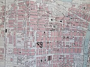 Turin Italy Detailed City Plan Churches Cathedral Palace c. 1890's tourist map