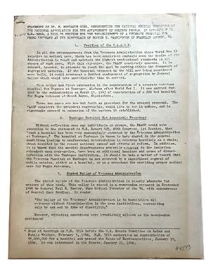 Five-Page Mimeo Document titled "Statement of Dr. W. Montague Cobb, Representing the National Med...