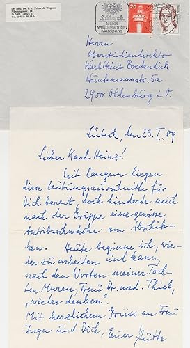 Friedrich Wegener German Nazi Jew WW2 War Pathologist Hand Signed Letter