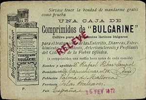 Ansichtskarte / Postkarte Eine Schachtel Bulgarine-Tabletten, reine Kultur bulgarischer Milchferm...
