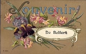 Ansichtskarte / Postkarte Kitsch, Blumenstrauß, Souvenir de Belfort