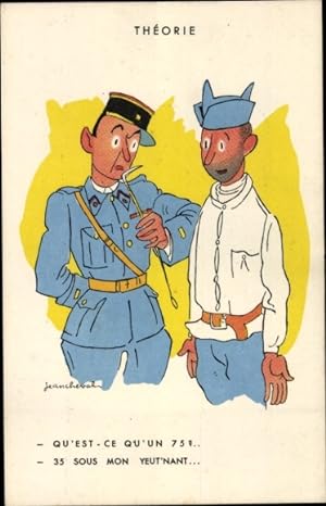 Künstler Ansichtskarte / Postkarte Cheval, Jean, Theorie, französische Soldaten, Soldatenhumor
