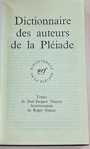 Dictionnaire des auteurs de la Pléiade