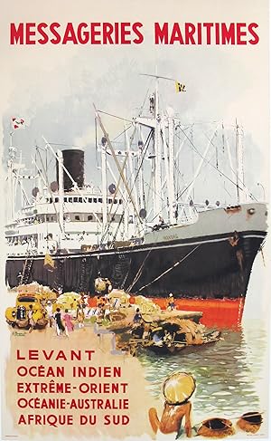 Original Vintage Poster - Messageries Maritimes - Levant, Ocean Indien, Extreme Orient.