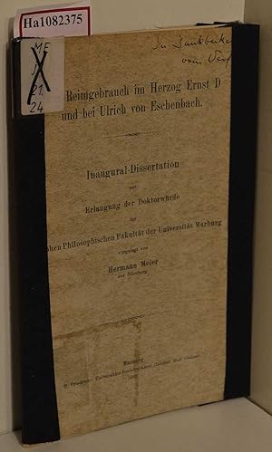Zum Reimgebrauch im Herzog Ernst D und bei Ulrich von Eschenbach. Dissertation.