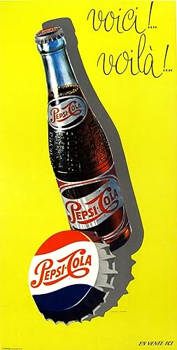 Original Vintage Poster - Pepsi Cola - Voici! Voila!
