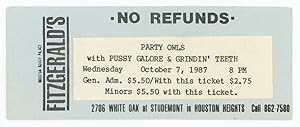 Ticket for the 1987 Show at Fitzgerald's