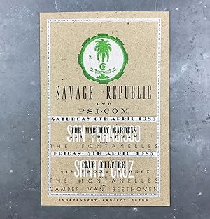 Letterpress Announcement for 2 Shows by Savage Republic and Psi-Com in San Francisco and Santa Cruz