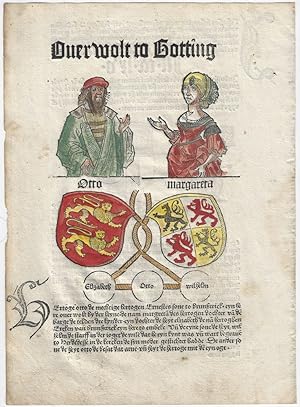 1492 - Hand-colored incunable leaf from the Cronecken der Sasson (Chronicles of Saxony), 1492