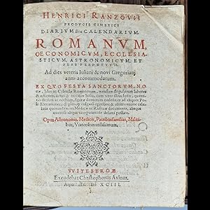 1593 1st Edtn With Provenance DIARIUM SIVE CALENDARIUM ROMANUM, OECONOMICUM, ECCLESIASTICUM, ASTR...