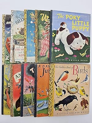 10 early Little Golden Books. The Poky Little Puppy (6th printing) : The Golden Book of Birds (2n...
