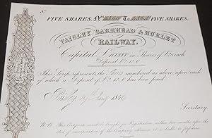 Paisley Barrhead & Hurlet Railway Share Certificate issued by The Secretary, dated 19th July 1846...