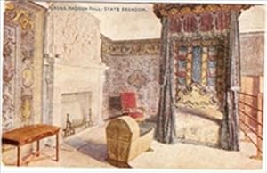 Haddon Hall State Bedroom 1952 Postcard