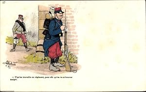 Künstler Ansichtskarte / Postkarte Guillaume, Albert, Französische Soldaten, Soldatenhumor